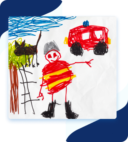 Dessin d'enfant représentant un pompier