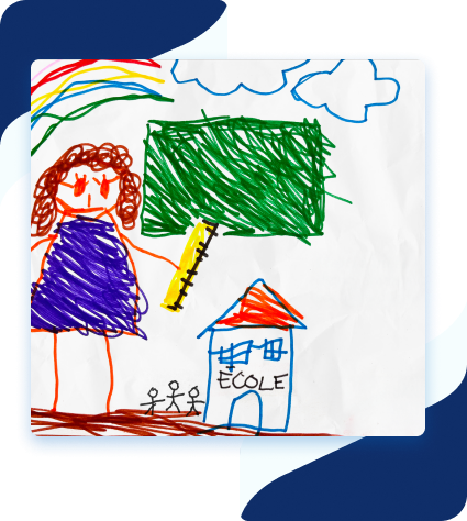Dessin d'enfant représentant une école